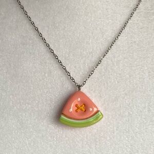 Handmade Fruit Pendant Necklace STAINLESS STEEL Stocking Stuffer Kawaii Whimsy
